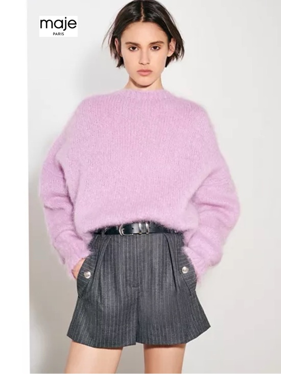 Maje Sweaters - Maje Mignon Oversized Sweater 1 S Lilac Purple Cozy Knit Soft Relaxed Slouchy